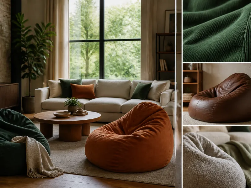 Pouf a sacco: tipi, imbottiture e consigli per l'acquisto